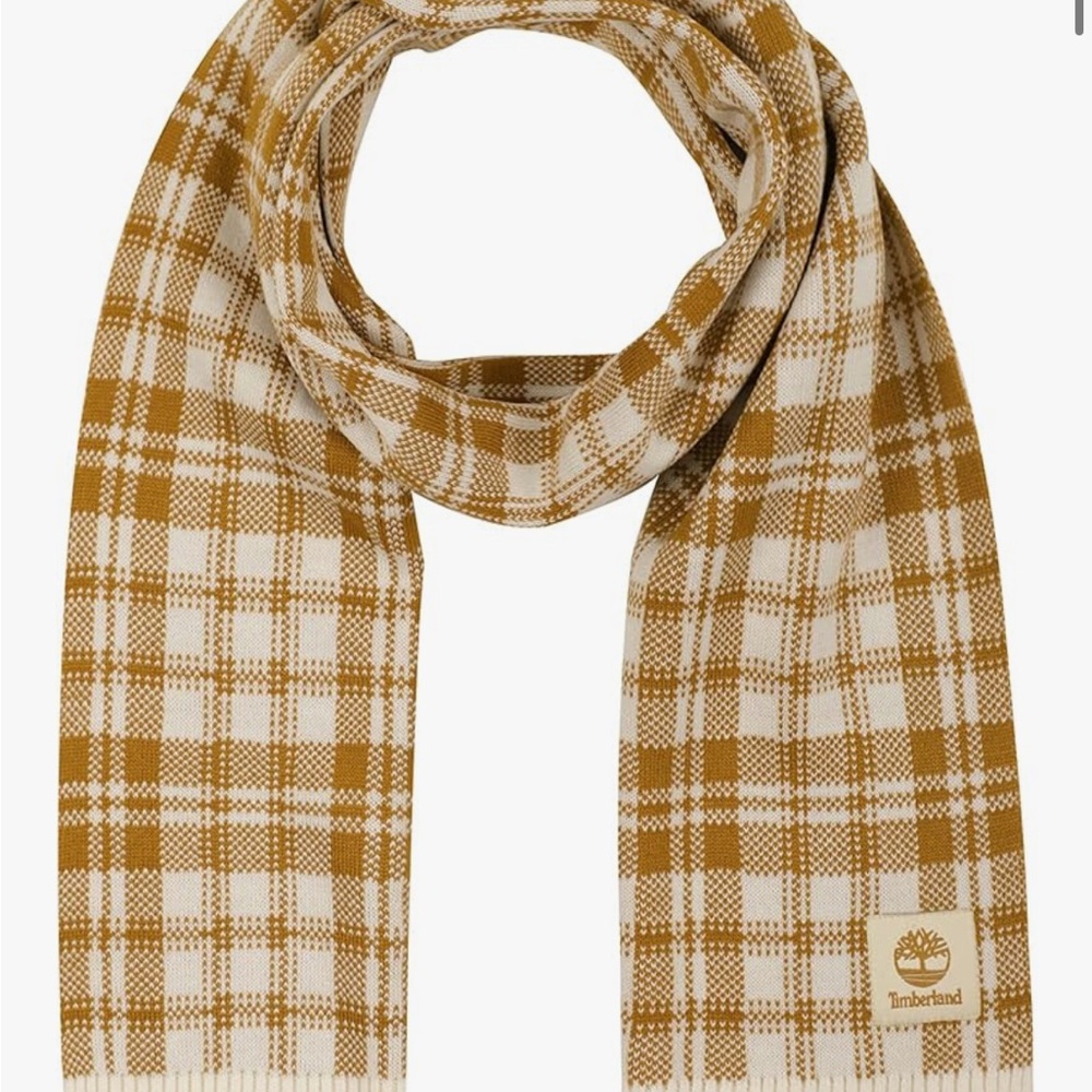 Timberland Plaid Scarf in Wheat and Cream